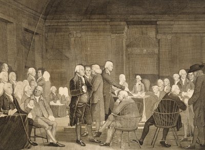 Congress Voting Independence, c. 1795 (stipple engraving on laid paper) by Robert Edge Pine